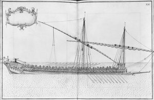 Building, Equipping and Launching of a Galley, plate XXI by French School